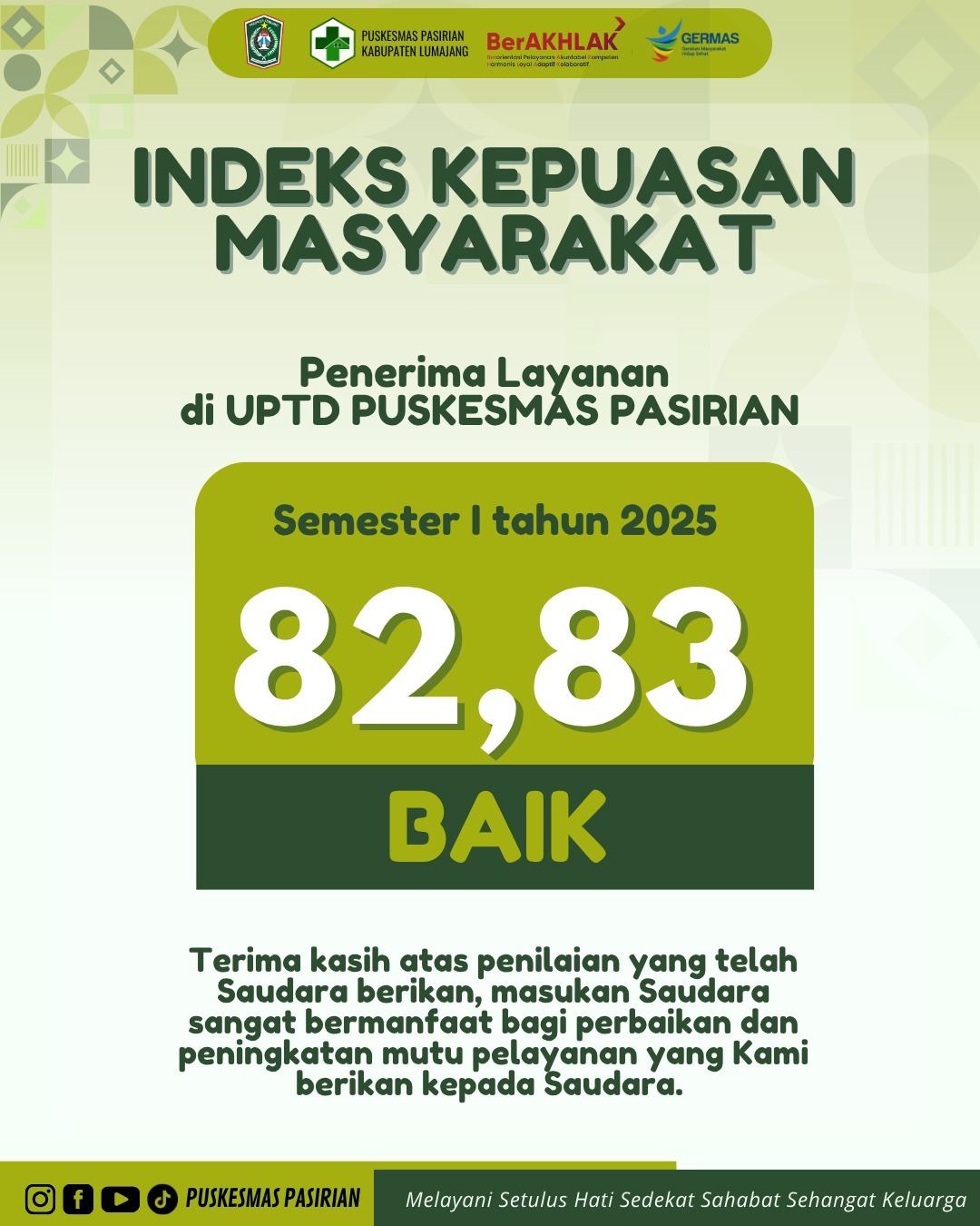 INDEKS KEPUASAN MASYARAKAT TAHUN 2025 SEMESTER I